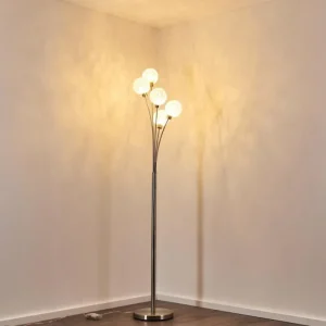 hofstein Lampadaire Bernado Nickel mat, 5 lumières* Lampes Modernes