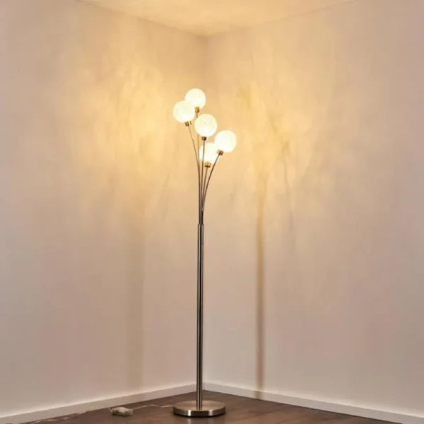 hofstein Lampadaire Bernado Nickel mat, 5 lumières* Lampes Modernes