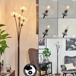 hofstein Lampadaire Bernado Noir, 5 lumières* Lampes En Verre