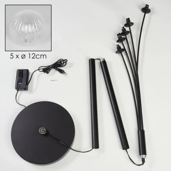 hofstein Lampadaire Bernado Noir, 5 lumières* Lampes En Verre