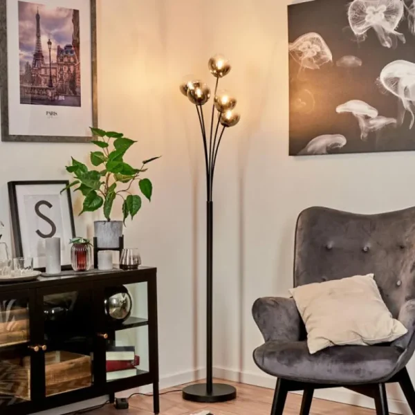 hofstein Lampadaire Bernado Noir, 5 lumières* Lampes Modernes