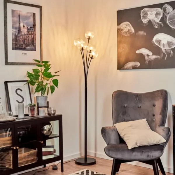 hofstein Lampadaire Bernado Noir, 5 lumières* Lampes En Verre