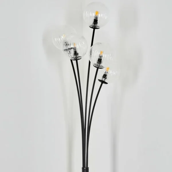 hofstein Lampadaire Bernado Noir, 5 lumières* Lampes En Verre