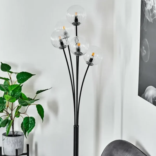 hofstein Lampadaire Bernado Noir, 5 lumières* Lampes En Verre