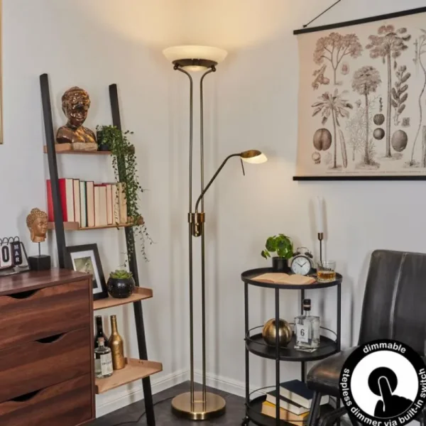 hofstein Lampadaire Biot LED Vieux laiton, 2 lumières* Lampes Modernes