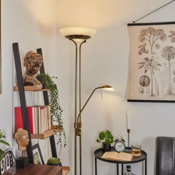 hofstein Lampadaire Biot LED Vieux laiton, 2 lumières* Lampes Modernes