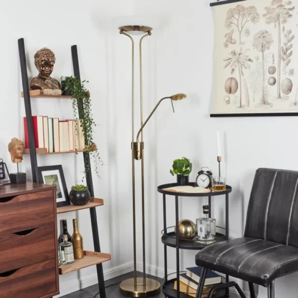 hofstein Lampadaire Biot LED Vieux laiton, 2 lumières* Lampes Modernes