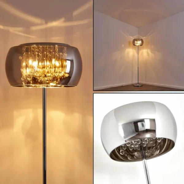 hofstein Lampadaire Blacklick Chrome, 4 lumières* Lampes En Verre