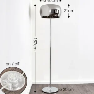 hofstein Lampadaire Blacklick Chrome, 4 lumières* Lampes En Verre