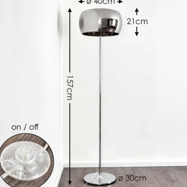 hofstein Lampadaire Blacklick Chrome, 4 lumières* Lampes En Verre