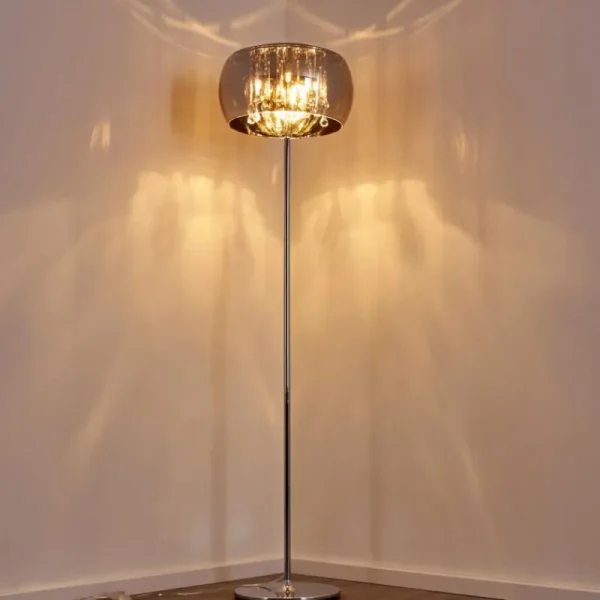 hofstein Lampadaire Blacklick Chrome, 4 lumières* Lampes En Verre