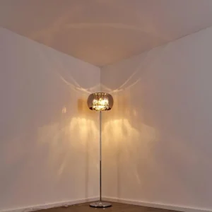 hofstein Lampadaire Blacklick Chrome, 4 lumières* Lampes En Verre