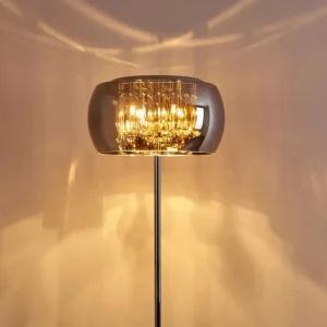 hofstein Lampadaire Blacklick Chrome, 4 lumières* Lampes En Verre