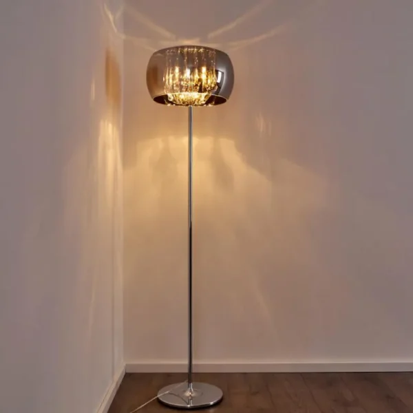 hofstein Lampadaire Blacklick Chrome, 4 lumières* Lampes En Verre