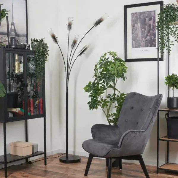 hofstein Lampadaire Caimitte Noir, 5 lumières* Lampes Modernes