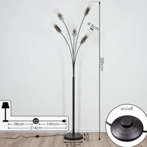 hofstein Lampadaire Caimitte Noir, 5 lumières* Lampes Modernes