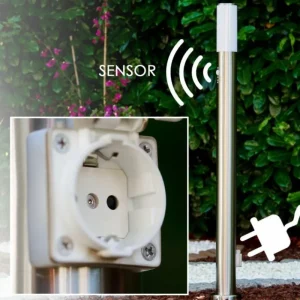 hofstein Lampadaire Caserta Acier inoxydable, 1 lumière, Détecteur de mouvement* Lampes Modernes