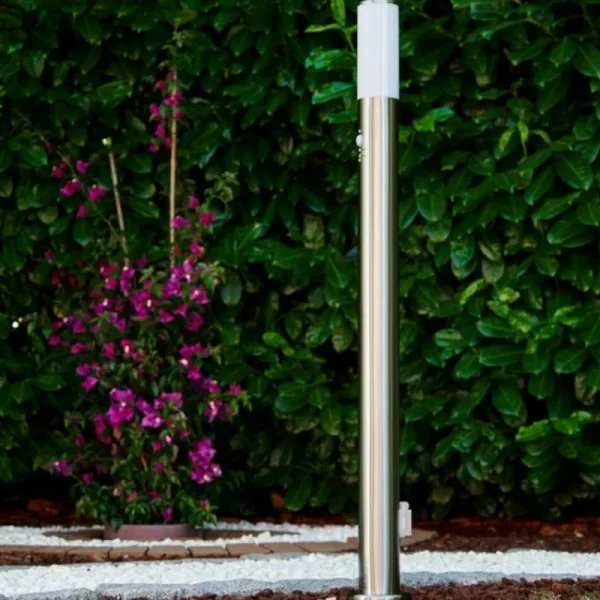 hofstein Lampadaire Caserta Acier inoxydable, 1 lumière, Détecteur de mouvement* Lampes Modernes
