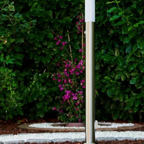 hofstein Lampadaire Caserta Acier inoxydable, 1 lumière, Détecteur de mouvement* Lampes Modernes