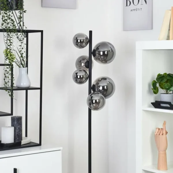 hofstein Lampadaire Chehalis LED Noir, 6 lumières* Lampes Modernes
