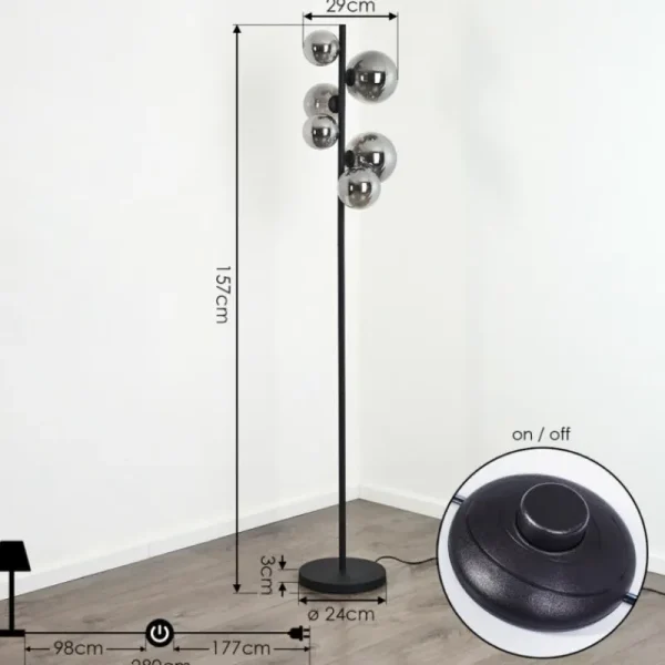 hofstein Lampadaire Chehalis LED Noir, 6 lumières* Lampes Modernes