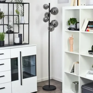 hofstein Lampadaire Chehalis LED Noir, 6 lumières* Lampes Modernes