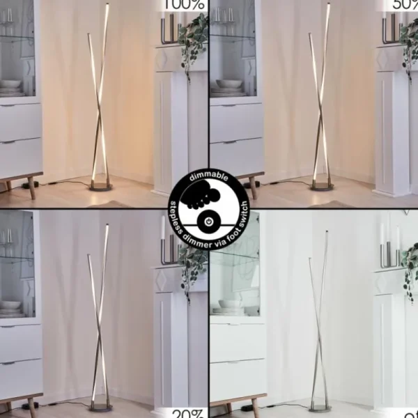 hofstein Lampadaire Concord LED Argenté, 1 lumière* Lampes Modernes