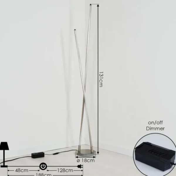 hofstein Lampadaire Concord LED Argenté, 1 lumière* Lampes Modernes