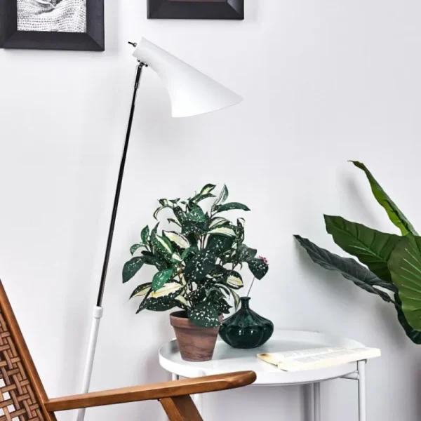 hofstein Lampadaire Corralcay Chrome, Blanc, 1 lumière* Lampes Modernes