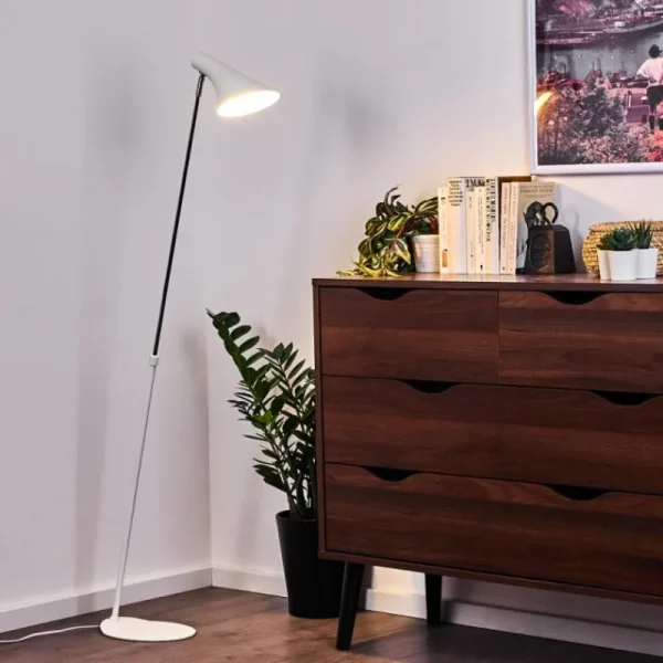 hofstein Lampadaire Corralcay Chrome, Blanc, 1 lumière* Lampes Modernes