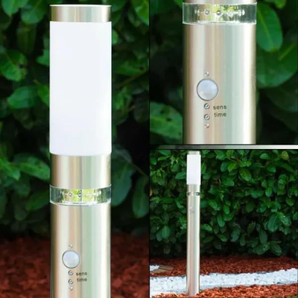 hofstein Lampadaire d'extérieur Avize Acier inoxydable, 1 lumière, Détecteur de mouvement* Lampes Modernes
