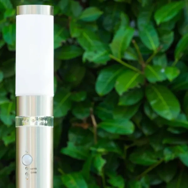 hofstein Lampadaire d'extérieur Avize Acier inoxydable, 1 lumière, Détecteur de mouvement* Lampes Modernes