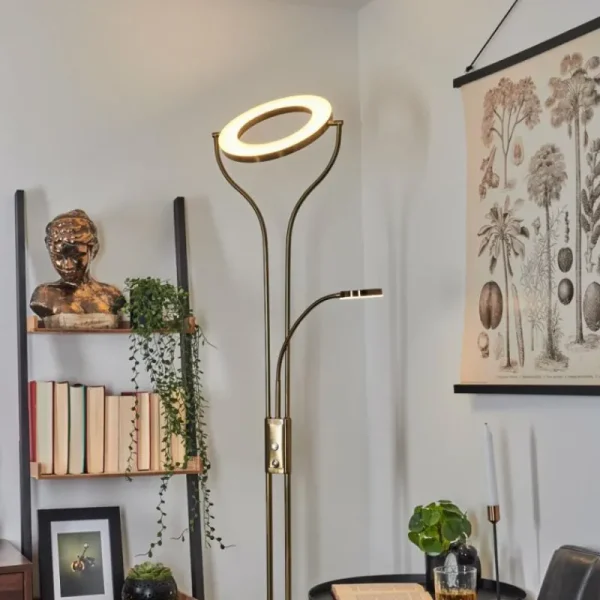 hofstein Lampadaire Donna LED Vieux laiton, 2 lumières* Lampes Modernes