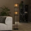 hofstein Lampadaire Gastona Nickel mat, Noir, 2 lumières* Lampes Modernes