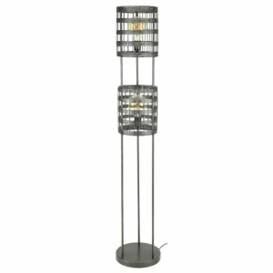 hofstein Lampadaire Gastona Nickel mat, Noir, 2 lumières* Lampes Modernes