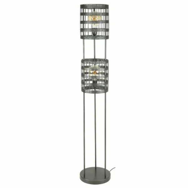 hofstein Lampadaire Gastona Nickel mat, Noir, 2 lumières* Lampes Modernes