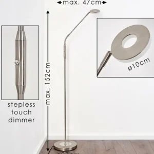 hofstein Lampadaire Gulkana LED Nickel mat, 1 lumière, Changeur de couleurs* Lampes Modernes