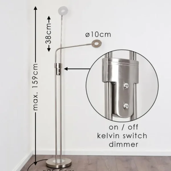 hofstein Lampadaire Gulkana LED Nickel mat, 2 lumières* Lampes Modernes