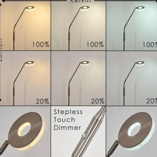 hofstein Lampadaire Gulkana LED Nickel mat, 1 lumière, Changeur de couleurs* Lampes Modernes