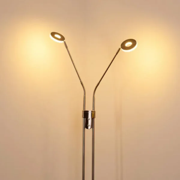 hofstein Lampadaire Gulkana LED Nickel mat, 2 lumières* Lampes Modernes