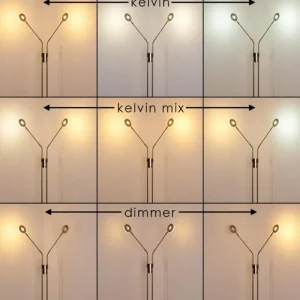 hofstein Lampadaire Gulkana LED Nickel mat, 2 lumières* Lampes Modernes
