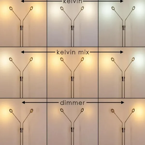 hofstein Lampadaire Gulkana LED Nickel mat, 2 lumières* Lampes Modernes