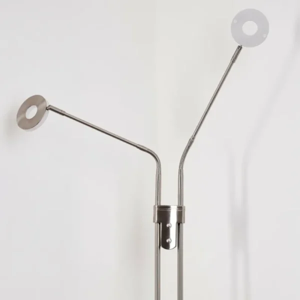 hofstein Lampadaire Gulkana LED Nickel mat, 2 lumières* Lampes Modernes