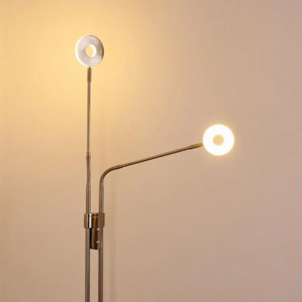hofstein Lampadaire Gulkana LED Nickel mat, 2 lumières* Lampes Modernes