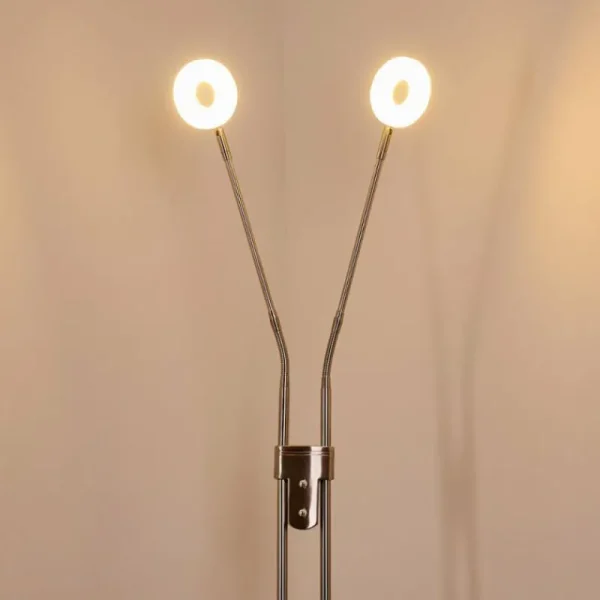 hofstein Lampadaire Gulkana LED Nickel mat, 2 lumières* Lampes Modernes