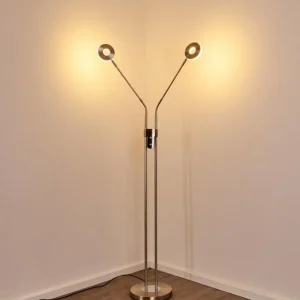 hofstein Lampadaire Gulkana LED Nickel mat, 2 lumières* Lampes Modernes