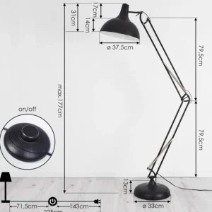 hofstein Lampadaire Hallsta Chrome, Noir, 1 lumière* Lampes Modernes