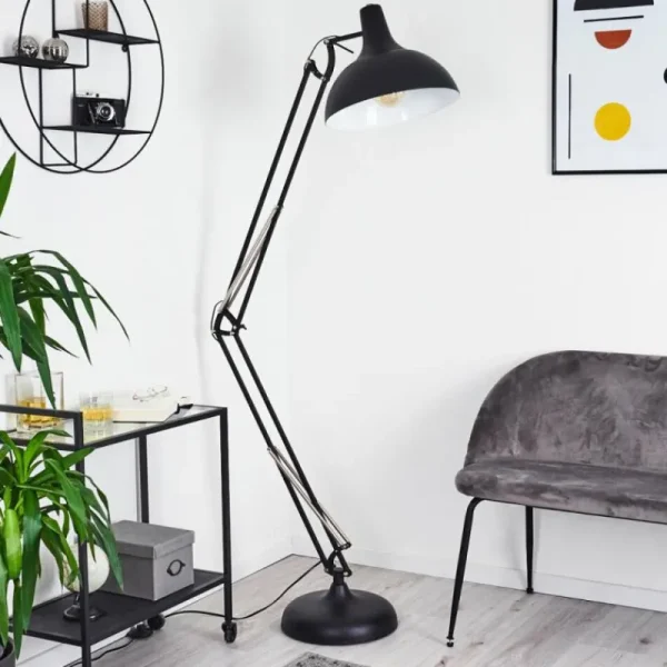 hofstein Lampadaire Hallsta Chrome, Noir, 1 lumière* Lampes Modernes