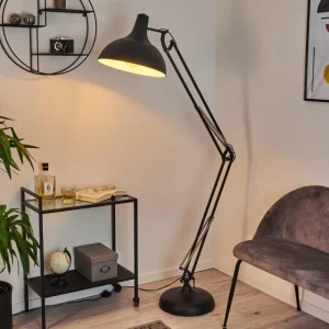 hofstein Lampadaire Hallsta Chrome, Noir, 1 lumière* Lampes Modernes