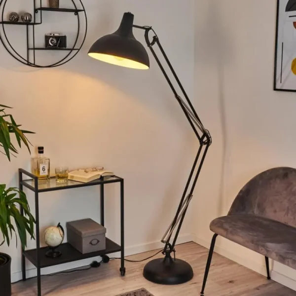 hofstein Lampadaire Hallsta Chrome, Noir, 1 lumière* Lampes Modernes
